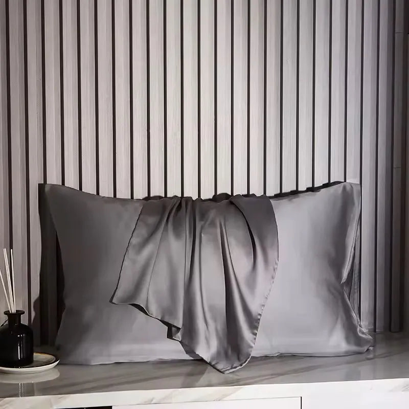 Nordic Silk Pillowcase White Black Grey Khaki Blue Pink Sliver Bed Pillow Covers Luxury Cases Home Bedding Decor
