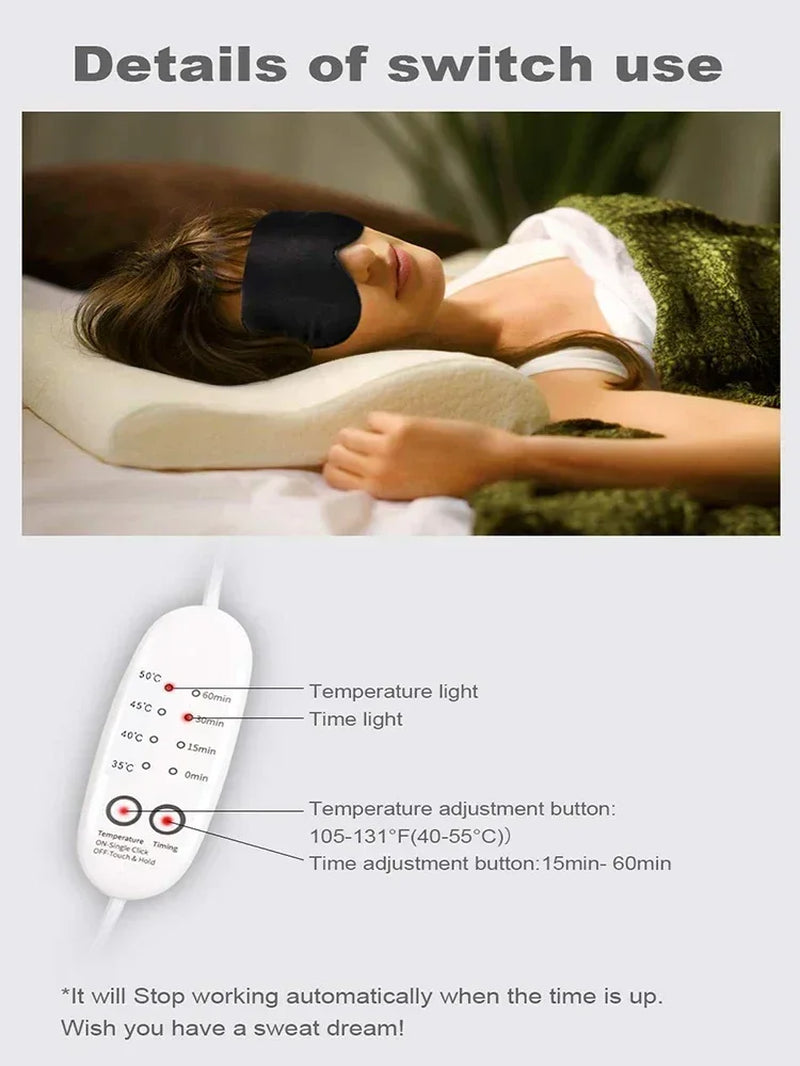 USB Heated Eye Mask Reusable USB Silk Steaming Eye Mask Eye Massager for Sleeping Eye Puffiness anti Dark Circle Patch Eye Care