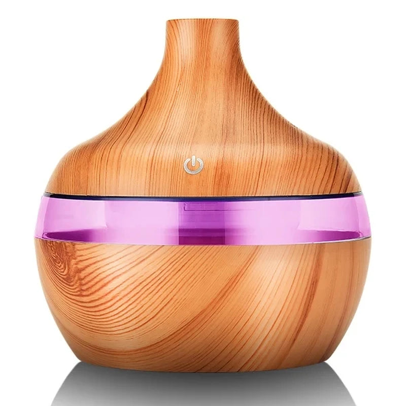 Humidifier Electric Aroma Air Diffuser Wood Ultrasonic Air Humidifier Essential Oil Aromatherapy Cool Mist Maker for Home 300Ml