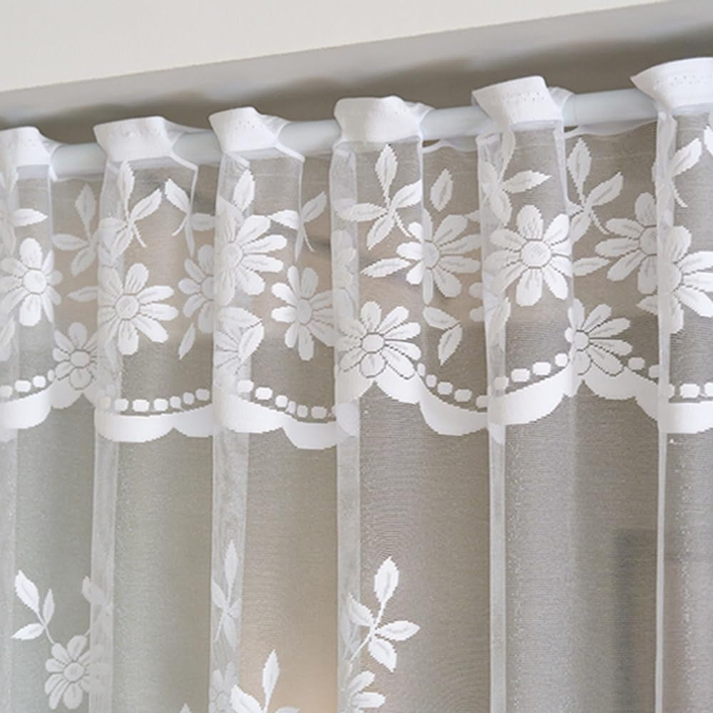 1Pc White Lace Arched Swag Sheer Curtain for Doorway Kitchen