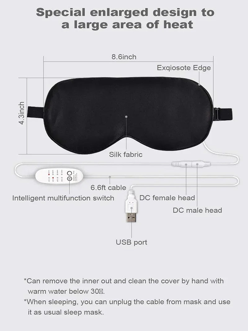 USB Heated Eye Mask Reusable USB Silk Steaming Eye Mask Eye Massager for Sleeping Eye Puffiness anti Dark Circle Patch Eye Care