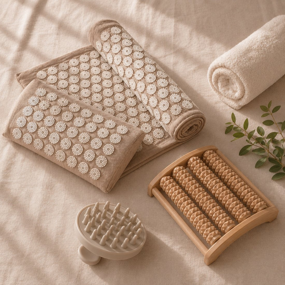 Recovery Set — acupressure mat, foot roller and scalp massager